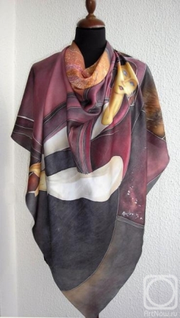 Шелковый платок с ручной росписью по мотивам картины Модильяни